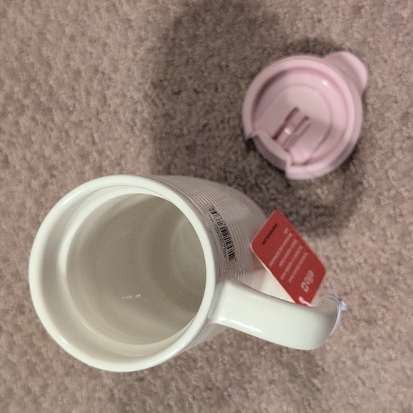Ello White and Pink Ceramic Travel Mug 14 Oz NWT - Picture 5 of 8